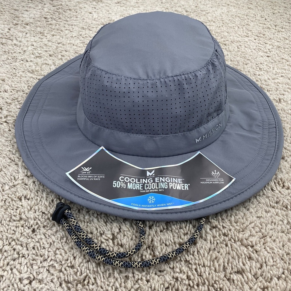 Mission Max Plus Hat Men's Solid Boonie Bucket Charcoal Wide Brim Fishing Cap